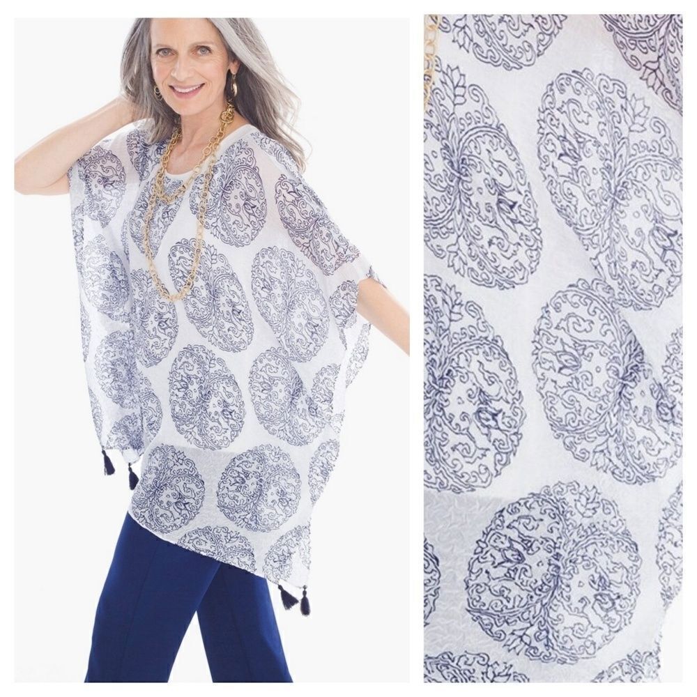Chicos Crushed Texture Medallion Top - Picture 1 of 5